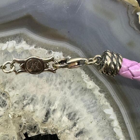 Carolyn Pollack Lilac Braided Leather Lobster Clasp Adjustable Unisex Necklace - Picture 8 of 9